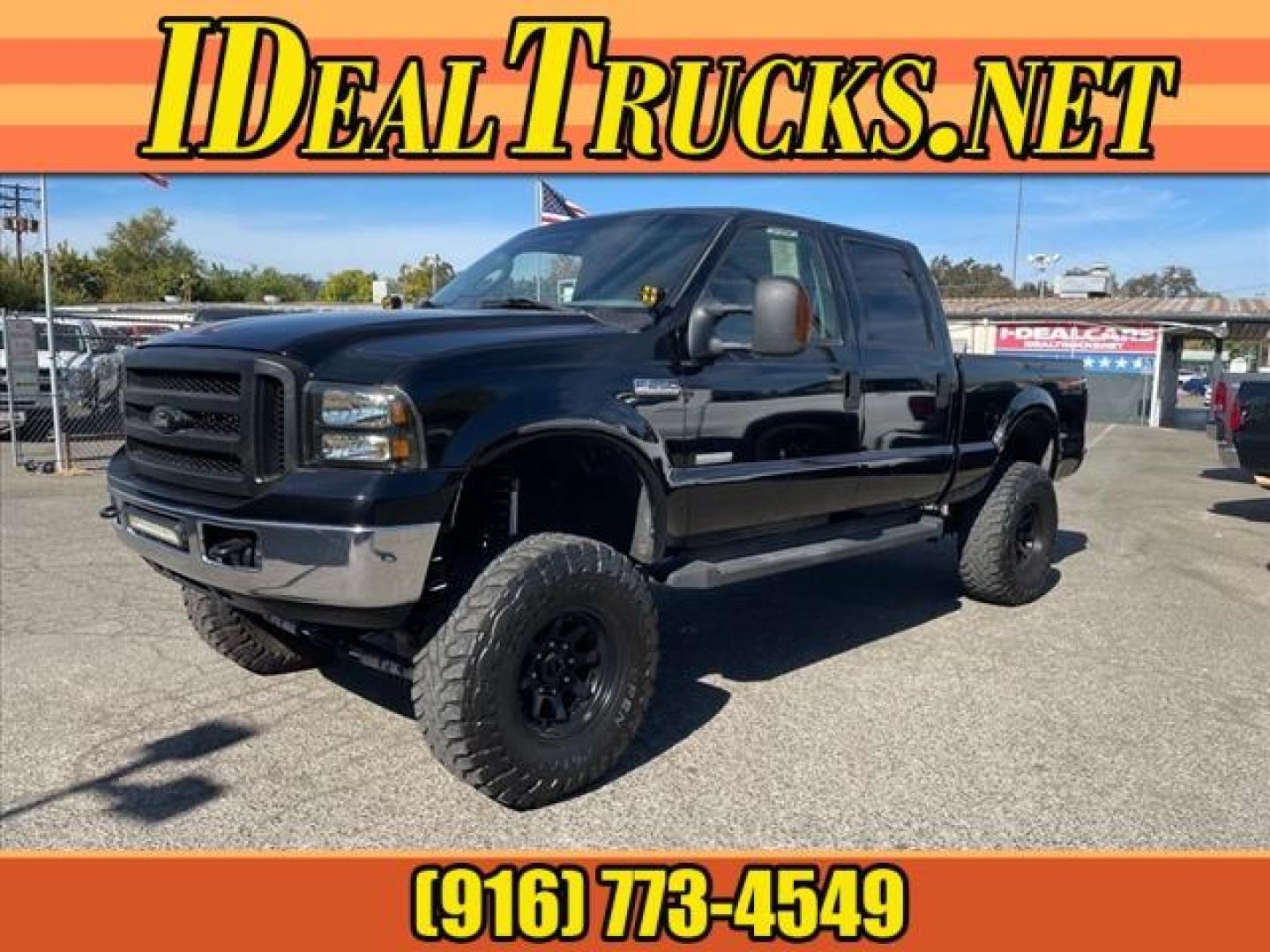 2006 Black Clearcoat Ford F-250 Super Duty Lariat (1FTSW21P46E) with an 6.0L Power Stroke 6.0L Diesel Turbo V8 325hp 560ft. lbs. Direct Injection engine, 5-Speed Automatic transmission, located at 800 Riverside Ave, Roseville, CA, 95678, 916-773-4549 & Toll Free: 866-719-4393, 38.732265, -121.291039 - DIESEL CREW CAB 4X4 LARIAT LIFTED CLEAN CARFAX - Photo#0