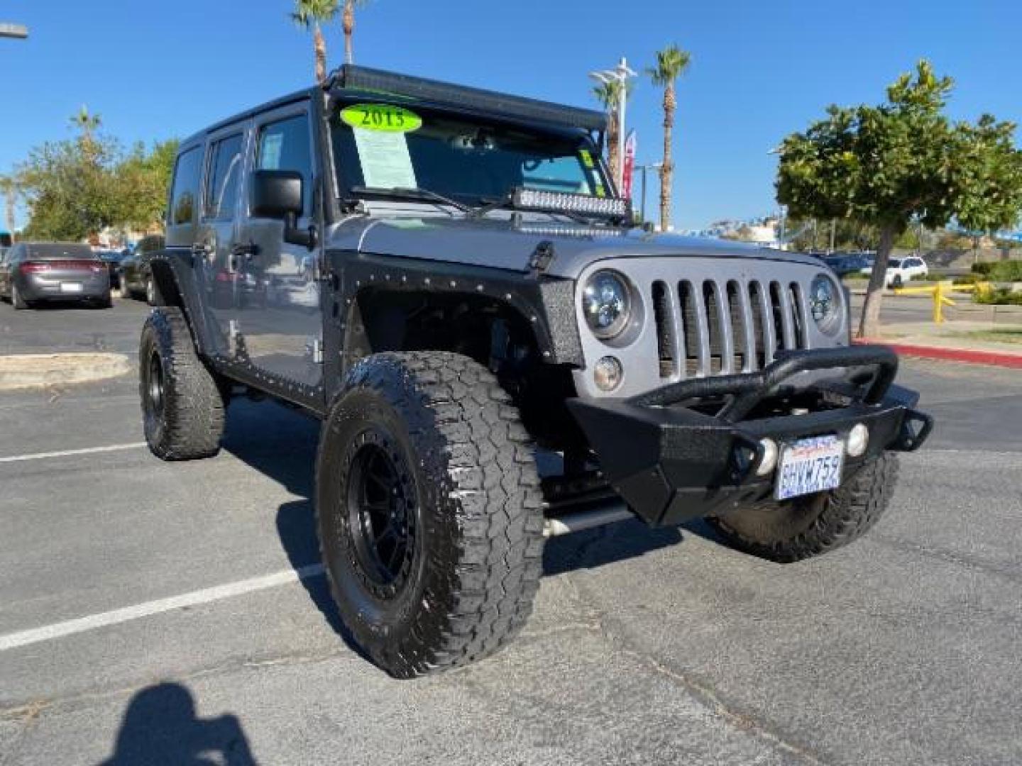 2015 GRAY Jeep Wrangler Unlimited (1C4HJWDG8FL) with an V6 3.6 Liter engine, Automatic transmission, located at 412 Auto Vista Drive, Palmdale, 93551, (661) 945-0620, 34.592636, -118.136681 - Photo#0