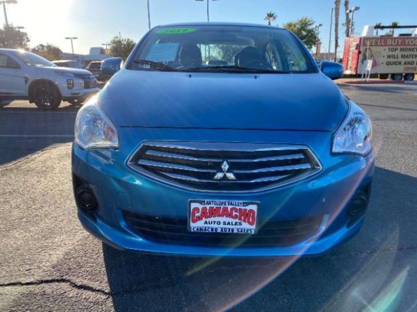 2019 BLUE Mitsubishi Mirage G4 (ML32F3FJ6KH) with an 3-Cyl 1.2 Liter engine, Automatic CVT transmission, located at 412 Auto Vista Drive, Palmdale, 93551, (661) 945-0620, 34.592636, -118.136681 - Photo#1