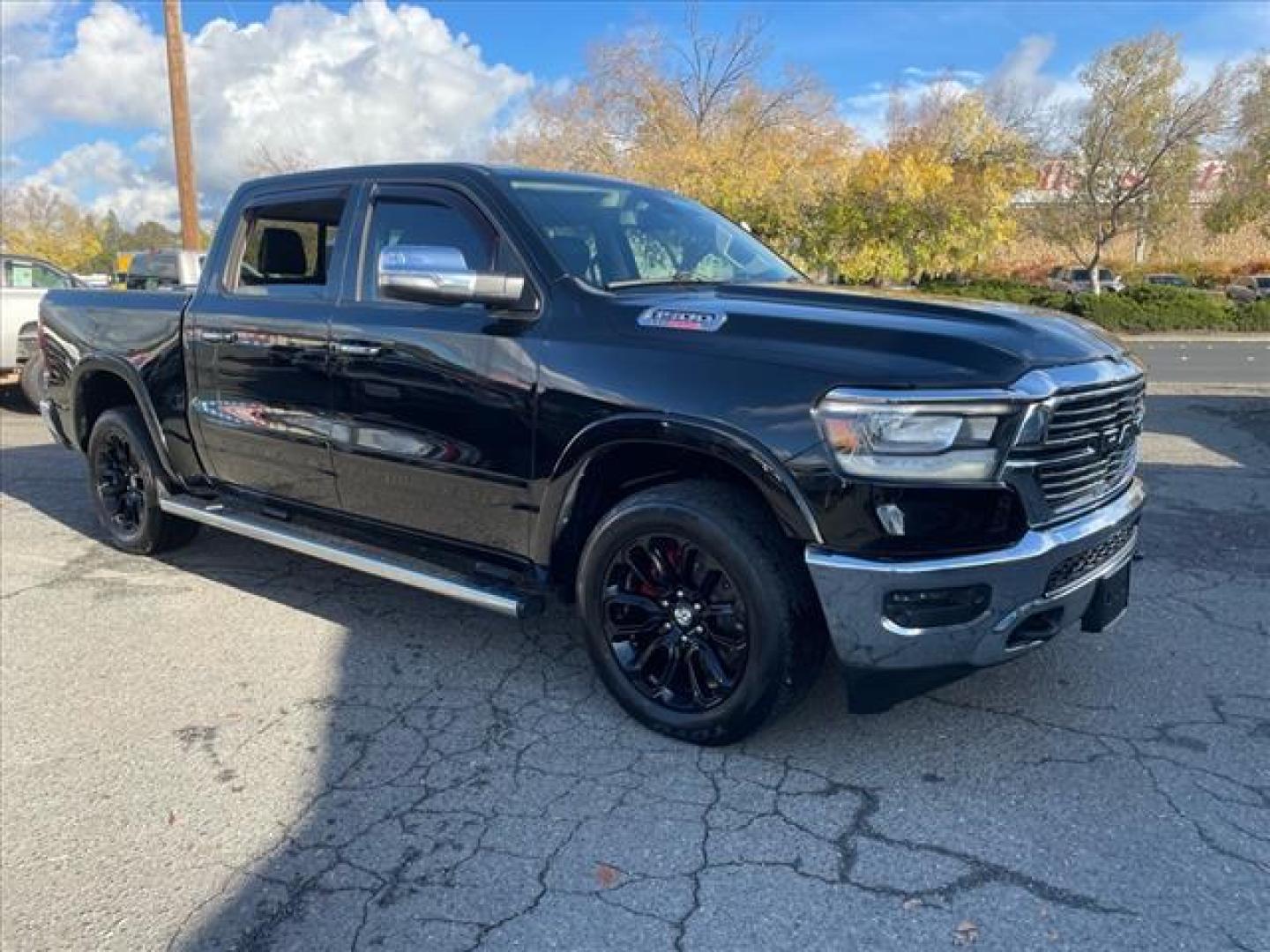 2020 Diamond Black Crystal Pearl Coat RAM 1500 Laramie (1C6SRFJM2LN) with an 3.0L EcoDiesel 3.0L Biodiesel Turbo V6 260hp 480ft. lbs. Common Rail Direct Injection engine, 8-Speed Shiftable Automatic transmission, located at 800 Riverside Ave, Roseville, CA, 95678, 916-773-4549 & Toll Free: 866-719-4393, 38.732265, -121.291039 - ECODIESEL CREW CAB 4X4 LARAMIE FULLY LOADED ONE OWNER - Photo#1