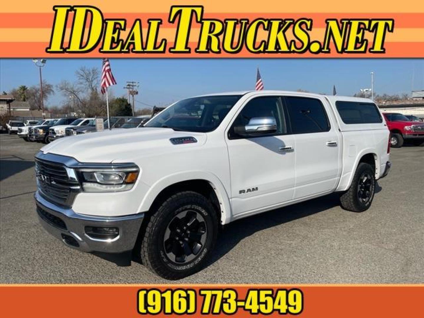 2020 Bright White Clear Coat RAM 1500 Laramie (1C6SRFJM7LN) with an 3.0L EcoDiesel 3.0L Biodiesel Turbo V6 260hp 480ft. lbs. Common Rail Direct Injection engine, 8-Speed Shiftable Automatic transmission, located at 800 Riverside Ave, Roseville, CA, 95678, 916-773-4549 & Toll Free: 866-719-4393, 38.732265, -121.291039 - ECODIESEL CREW CAB 4X4 LARAMIE ONE OWNER CLEAN CARFAX - Photo#0