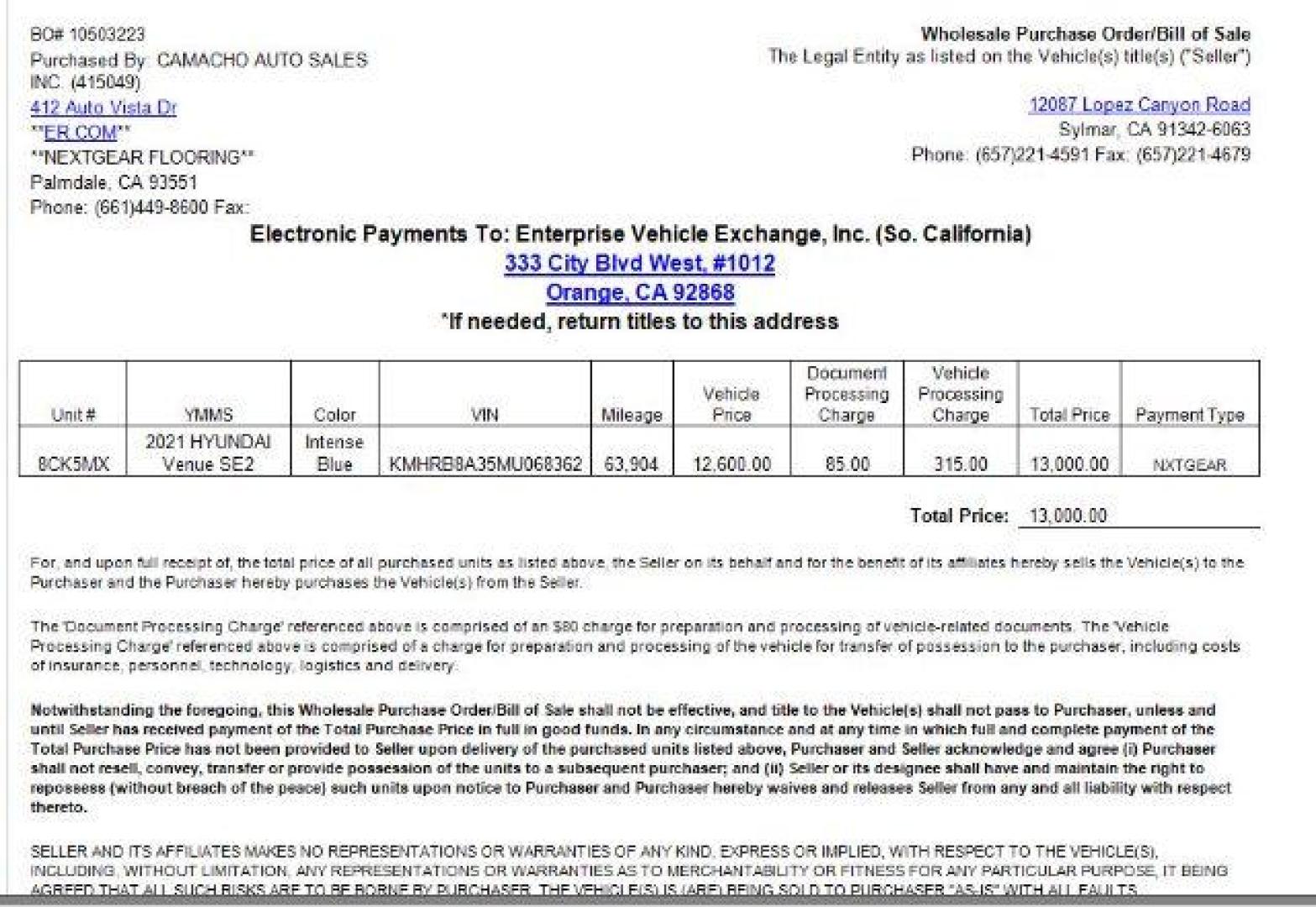 2021 BLUE Hyundai Venue (KMHRB8A35MU) with an 4-Cyl 1.6 Liter engine, Automatic IVT w/Shiftronic transmission, located at 412 Auto Vista Drive, Palmdale, 93551, (661) 945-0620, 34.592636, -118.136681 - Photo#0