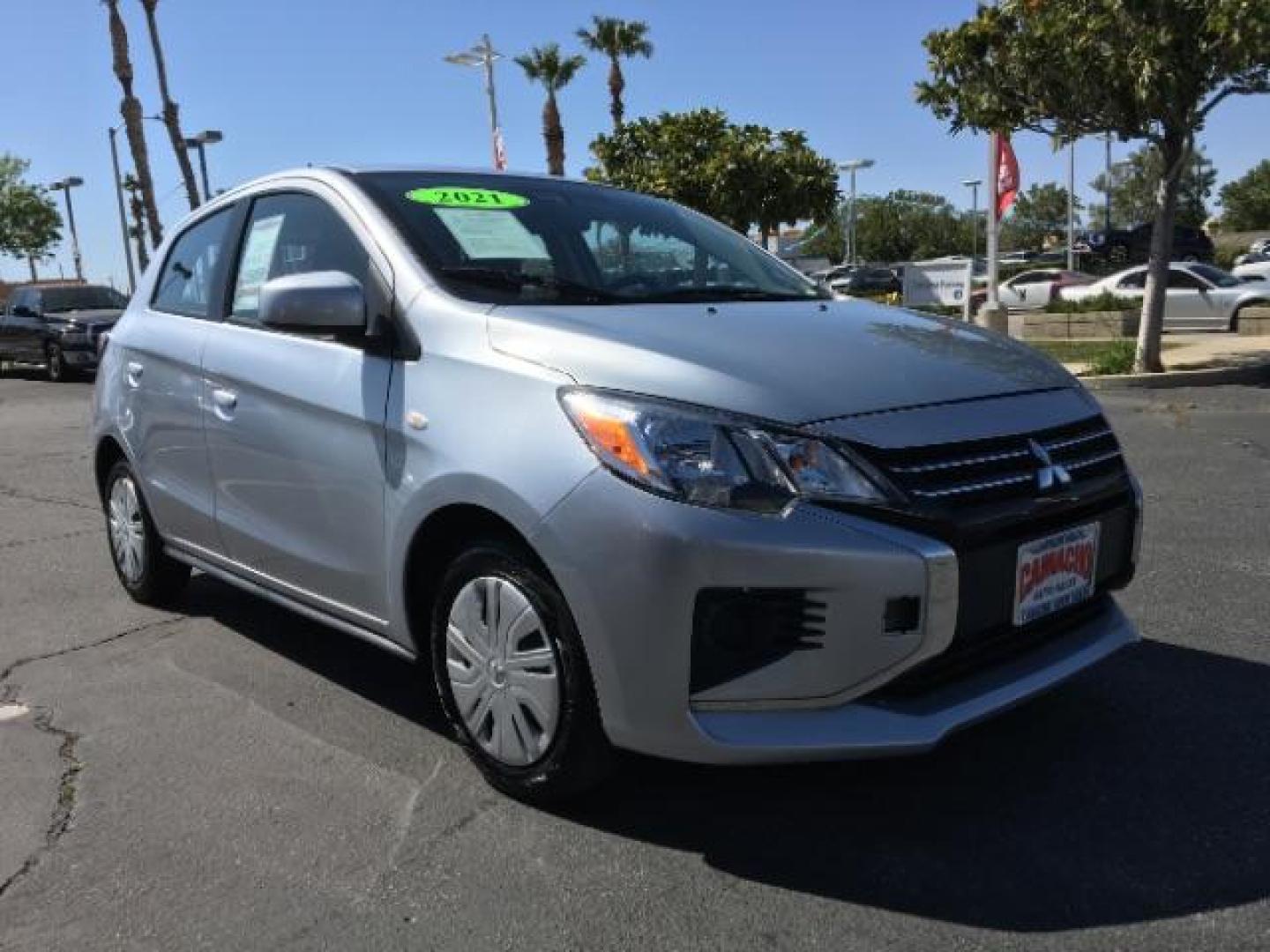 2021 SILVER Mitsubishi Mirage (ML32AUHJ9MH) with an 3-Cyl 1.2 Liter engine, Automatic CVT transmission, located at 412 Auto Vista Drive, Palmdale, 93551, (661) 945-0620, 34.592636, -118.136681 - Photo#1