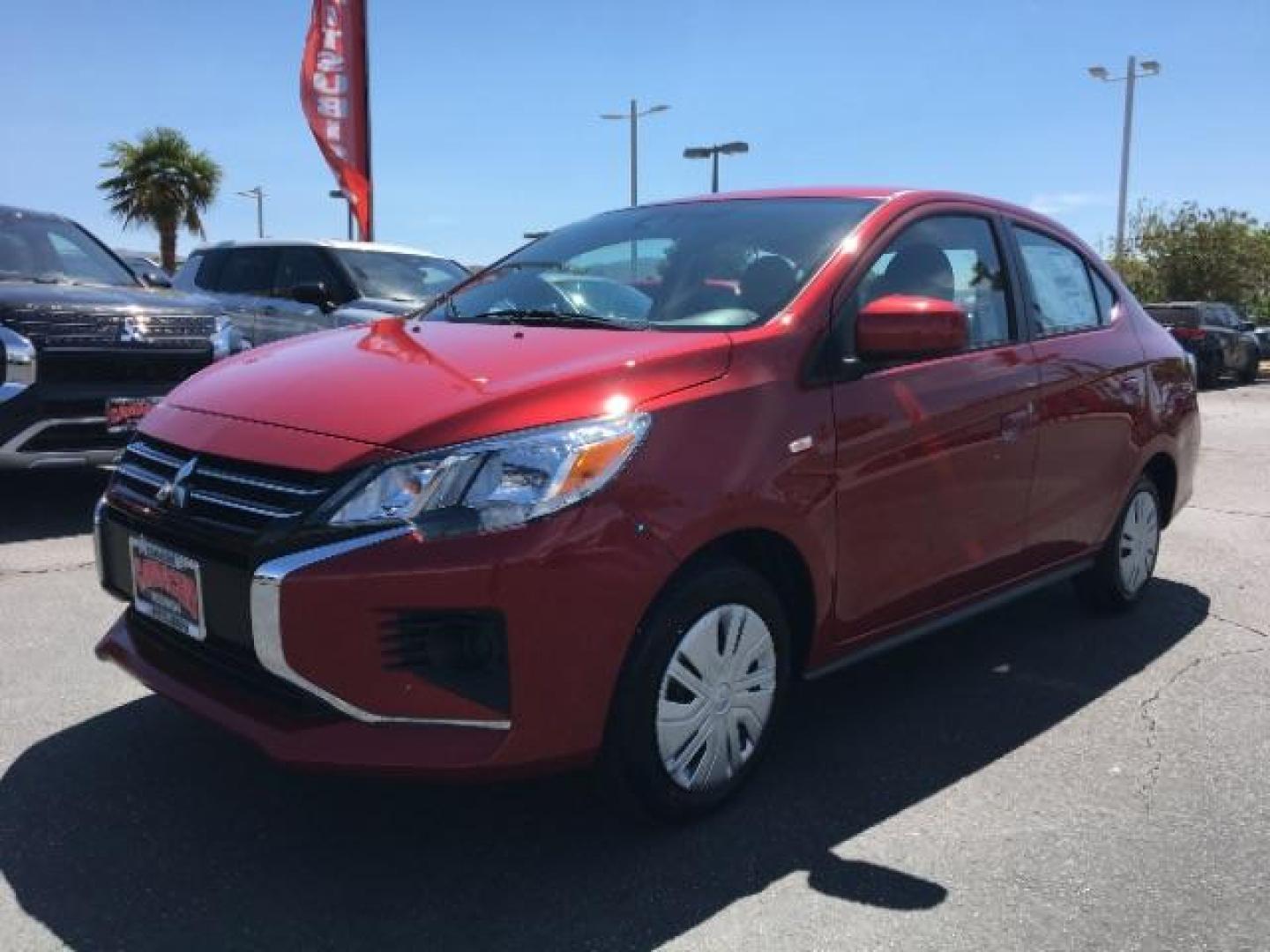 2021 RED Mitsubishi Mirage (ML32AUHJ2MH) with an 3-Cyl 1.2 Liter engine, Automatic CVT transmission, located at 412 Auto Vista Drive, Palmdale, 93551, (661) 945-0620, 34.592636, -118.136681 - Photo#2