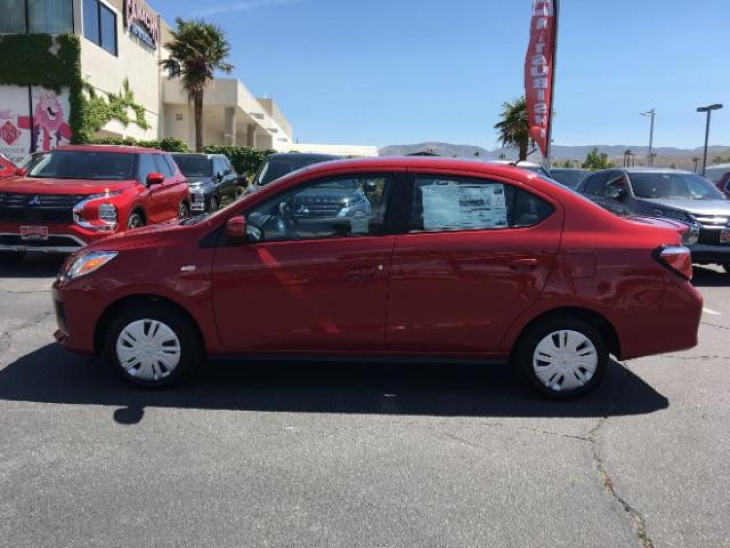 2021 RED Mitsubishi Mirage (ML32AUHJ2MH) with an 3-Cyl 1.2 Liter engine, Automatic CVT transmission, located at 412 Auto Vista Drive, Palmdale, 93551, (661) 945-0620, 34.592636, -118.136681 - Photo#3