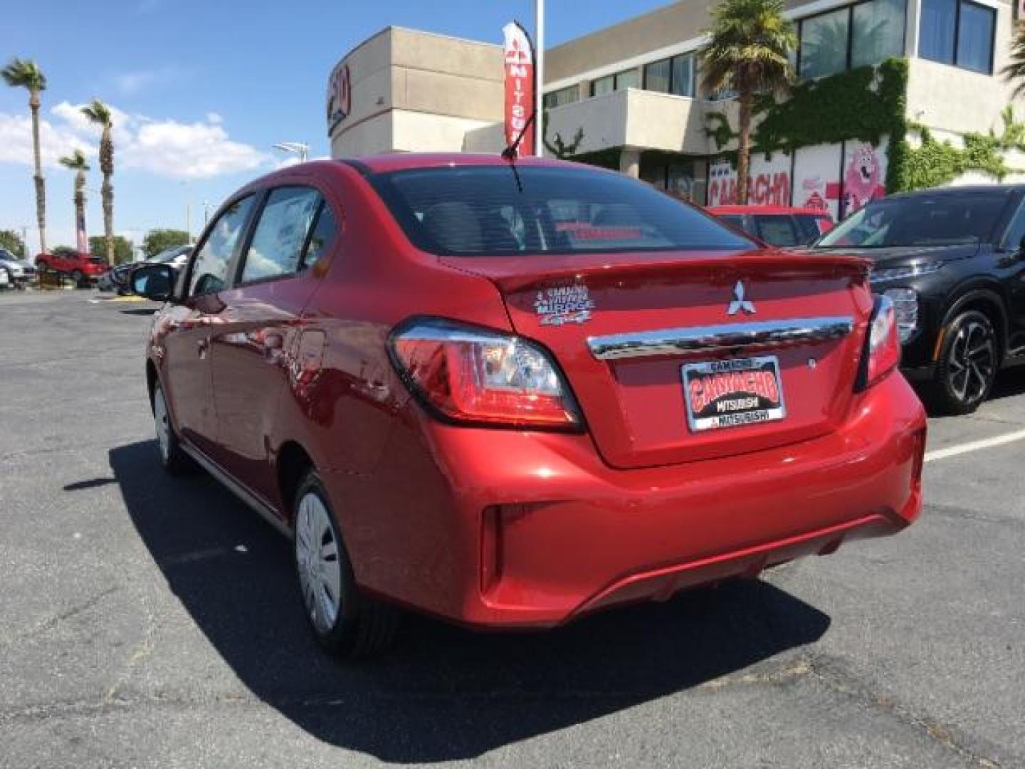 2021 RED Mitsubishi Mirage (ML32AUHJ2MH) with an 3-Cyl 1.2 Liter engine, Automatic CVT transmission, located at 412 Auto Vista Drive, Palmdale, 93551, (661) 945-0620, 34.592636, -118.136681 - Photo#4