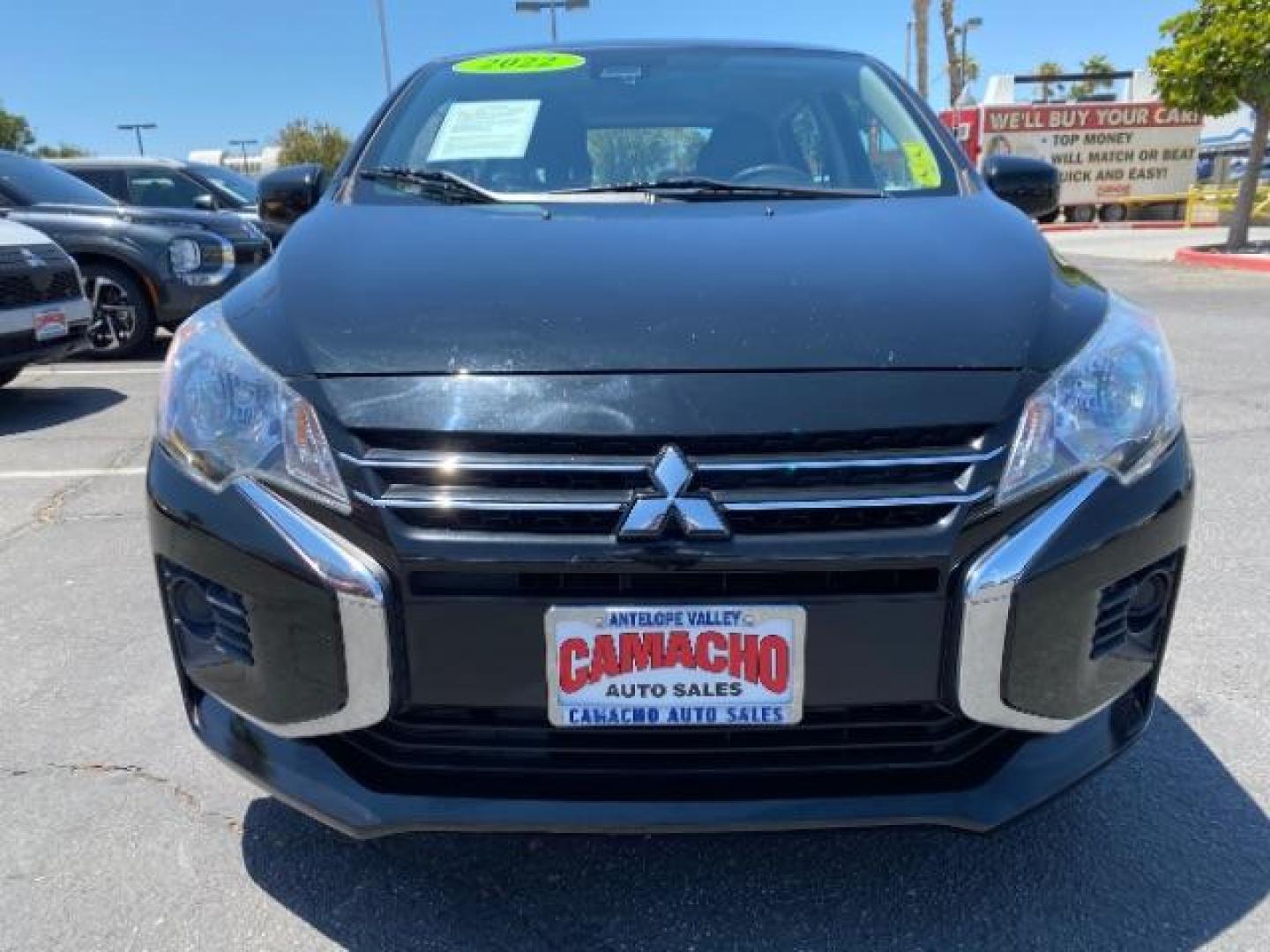 2022 BLACK Mitsubishi Mirage (ML32AUHJ0NH) with an 3-Cyl 1.2 Liter engine, Automatic CVT transmission, located at 412 Auto Vista Drive, Palmdale, 93551, (661) 945-0620, 34.592636, -118.136681 - Photo#2