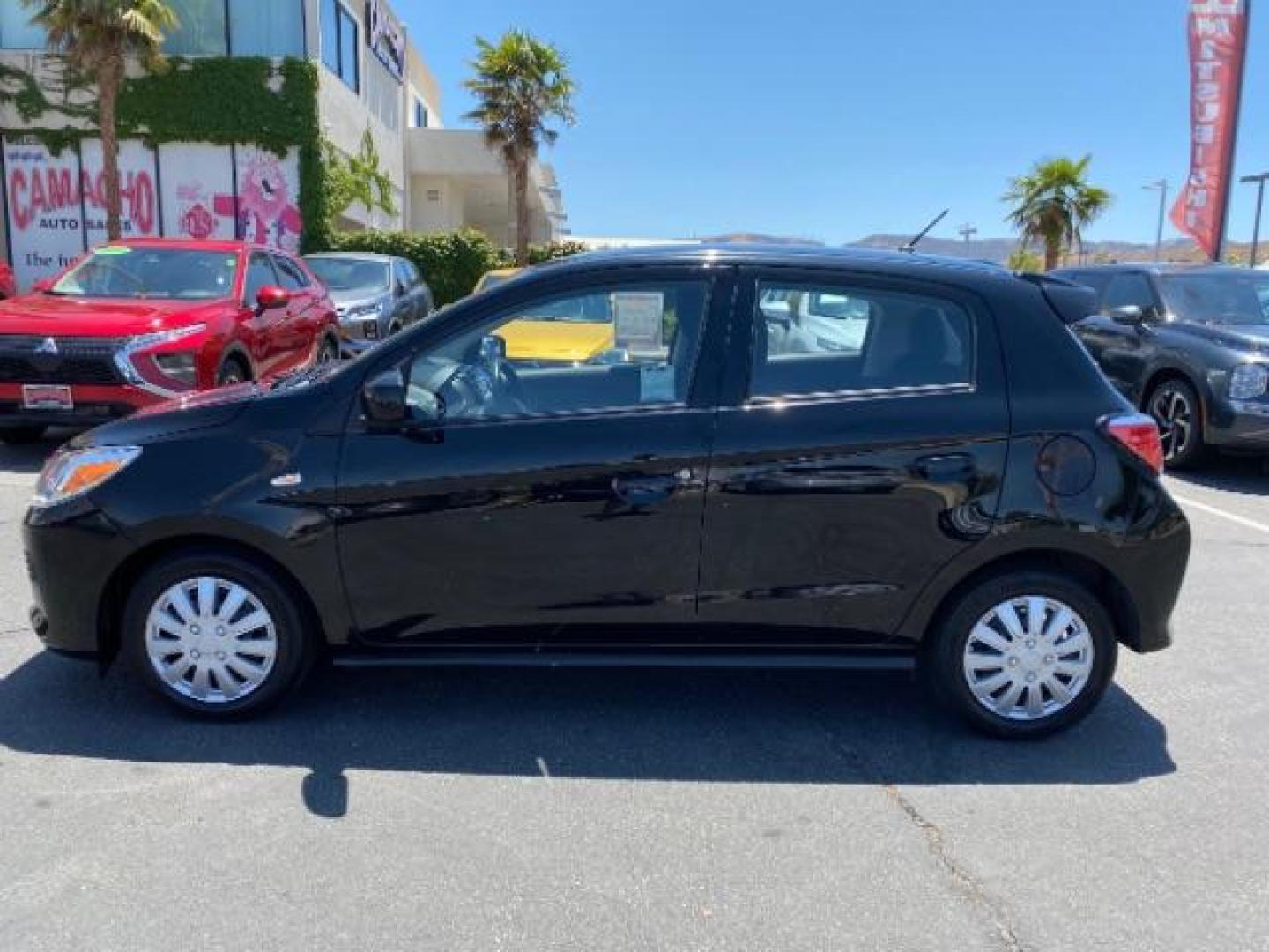 2022 BLACK Mitsubishi Mirage (ML32AUHJ0NH) with an 3-Cyl 1.2 Liter engine, Automatic CVT transmission, located at 412 Auto Vista Drive, Palmdale, 93551, (661) 945-0620, 34.592636, -118.136681 - Photo#3